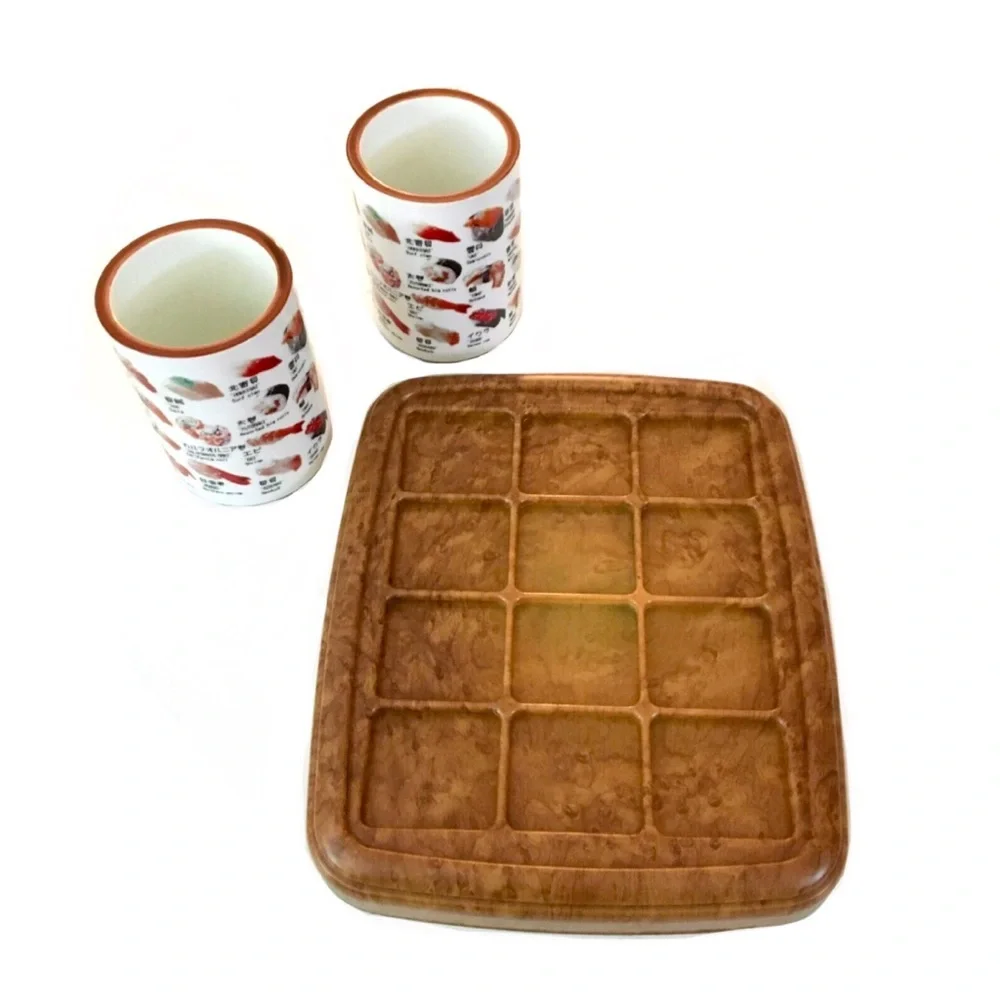 Sushi Menu Graphic Ceramic Mugs with Serving Board